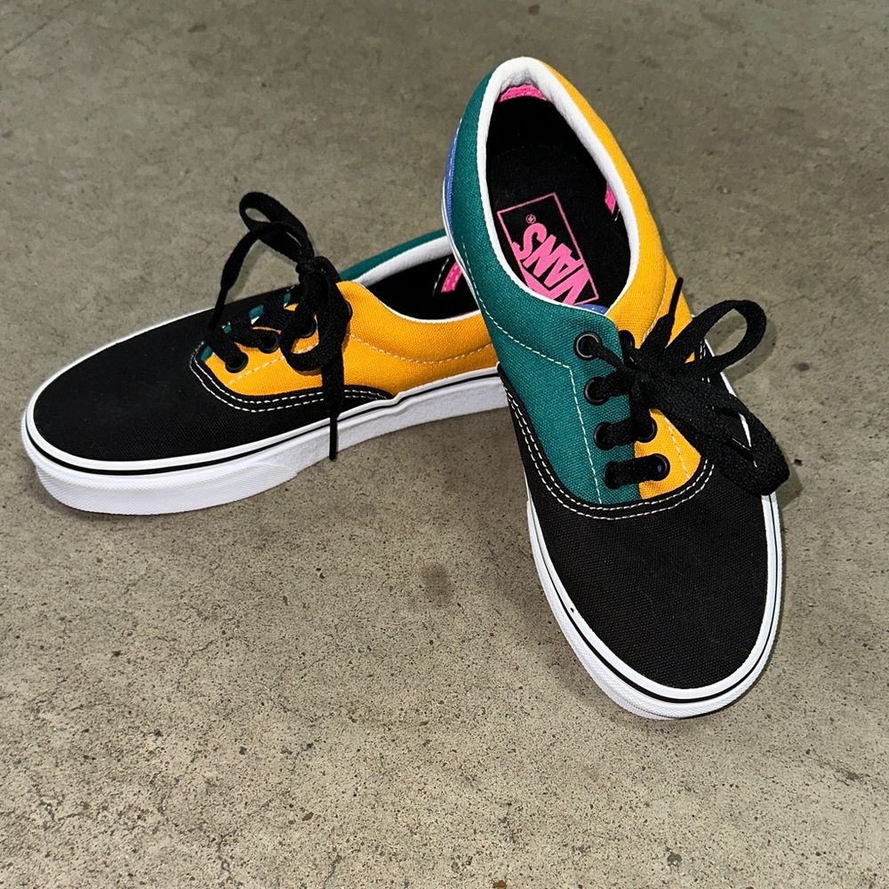 Vans Black, Yellow, and Green Sneakers
